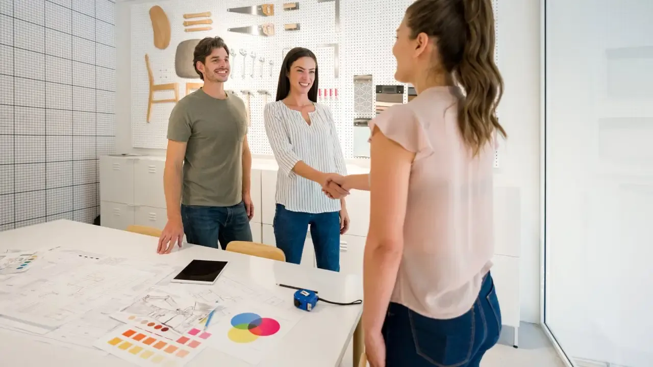 Creative team handshake